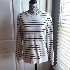 Banana Republic Cream & Navy Striped Sweatshirts